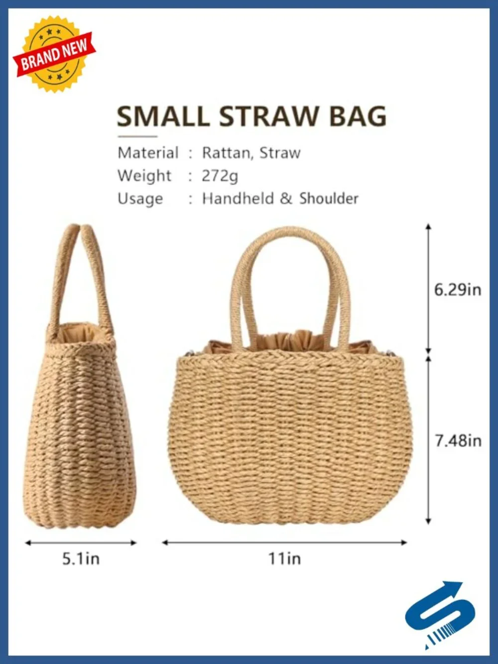 Straw Hobo Bag Handwoven Crossbody Beach Rattan Shoulder Purse